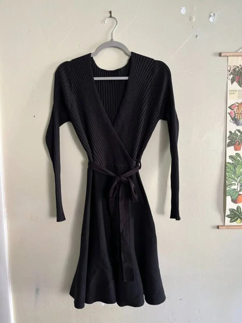 Black wrap sweater dress